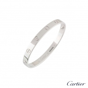 Cartier White Gold Plain Love Bracelet?Size 17